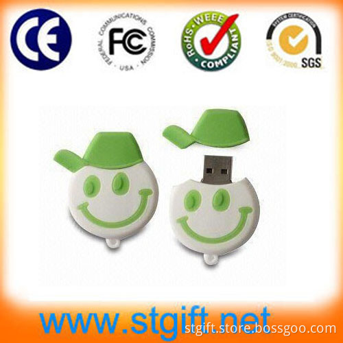 High Quality PVC Material Smiling Face USB Memory Stick Flash Pen Drive
